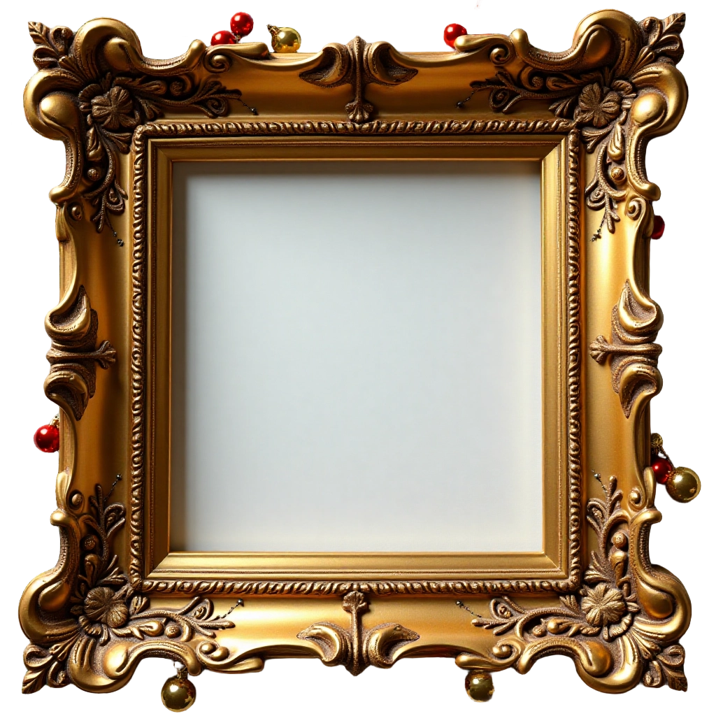 Ornate Gold Frame with Red Berries